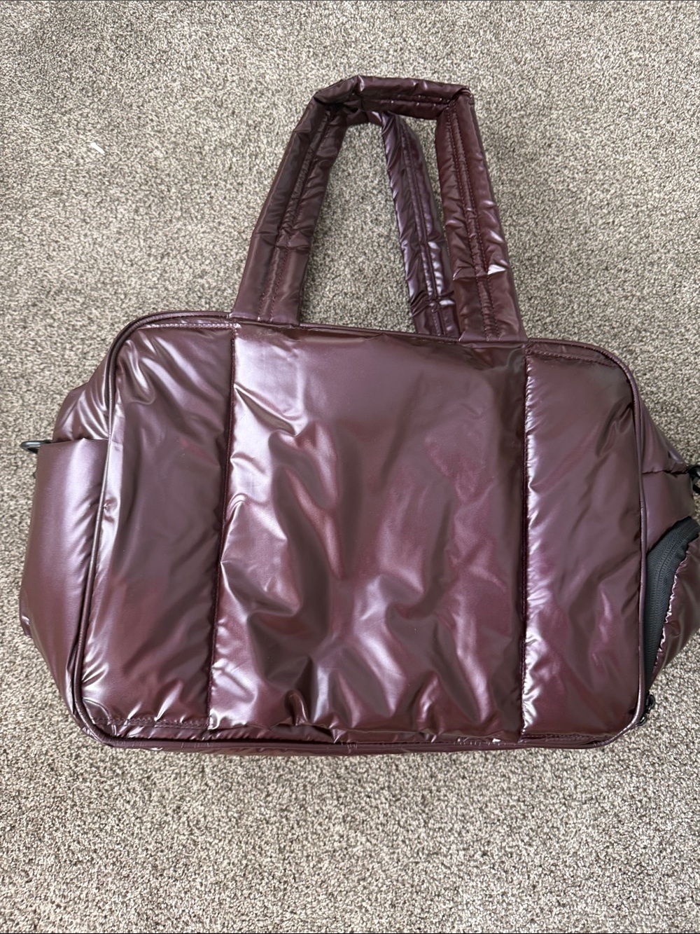 Calpak Quilted Duffel Bag - Glazed Dark Cherry - Picture 3 of 6